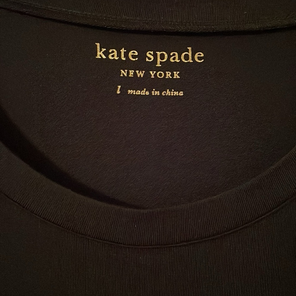 KATE SPADE | Women’s Black Multicolor Polkadot Soiree Mixed Media Top Size L - Picture 3 of 6
